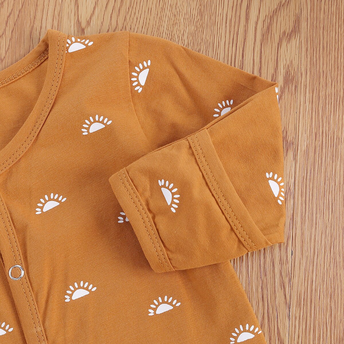 niemowlę dziewczynka chłopiec upadek Footies bawełniana nakładka ochronna na buty kombinezon okrągły kołnierz słońce drukowane krocza przyciski luźne ubrania ciepłe skarpetki