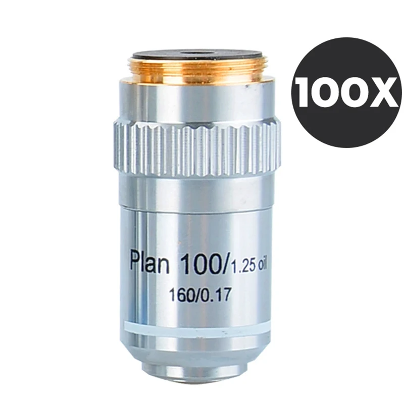 Microscope Plan Achromatic Objective Lens 4X 10X 20X 40X 100X Biological Metallurgical Microscope Objectives 20.2 RMS Thread: grey