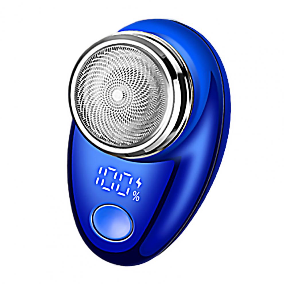 Electric Men Shaver Portable Mini Electric Shaver with Digital Display Type-c Rechargeable Cordless Rotary Razor for Father: WHITE