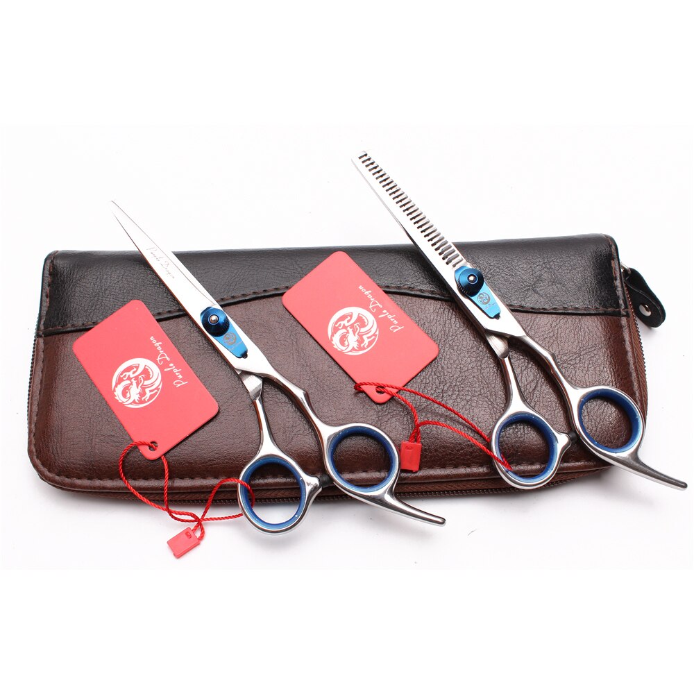 6 pulgadas JP-Tijeras de aseo para perros con tornillo azul inoxidable, tijeras normales para adelgazamiento, tijeras profesionales para mascotas, Z1003