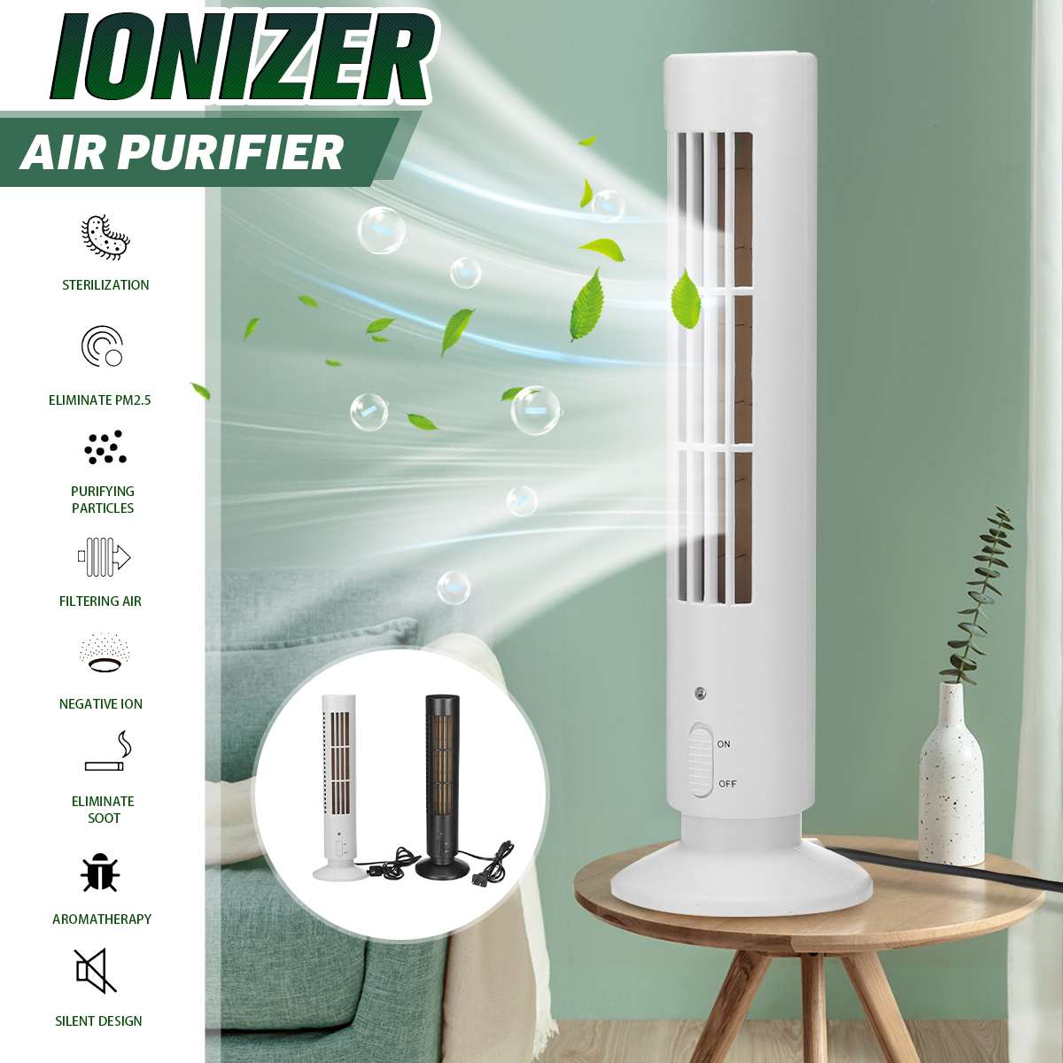 Portable Negative Ion Air Purifier Cleaner Room Kitchen pet Remove odor and formaldehyde removal For Home family Health