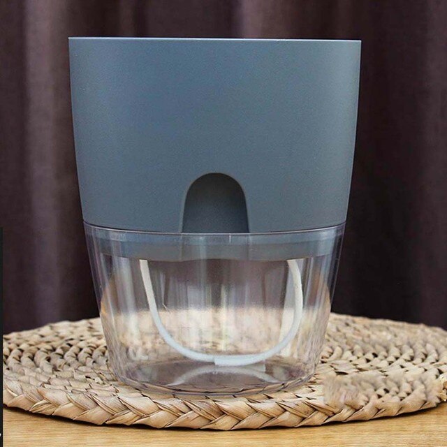 Office Decoration Flower Pots Indoor Plant Pot Auto Irrigate Automatic Water Absorption: Grey M