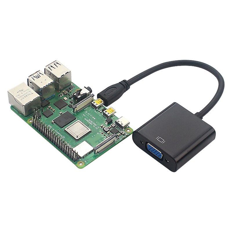 -Suitable for Raspberry Pi 4B Micro-HDMI to VGA Video Converter with Power Supply Function Display Adapter Accessories