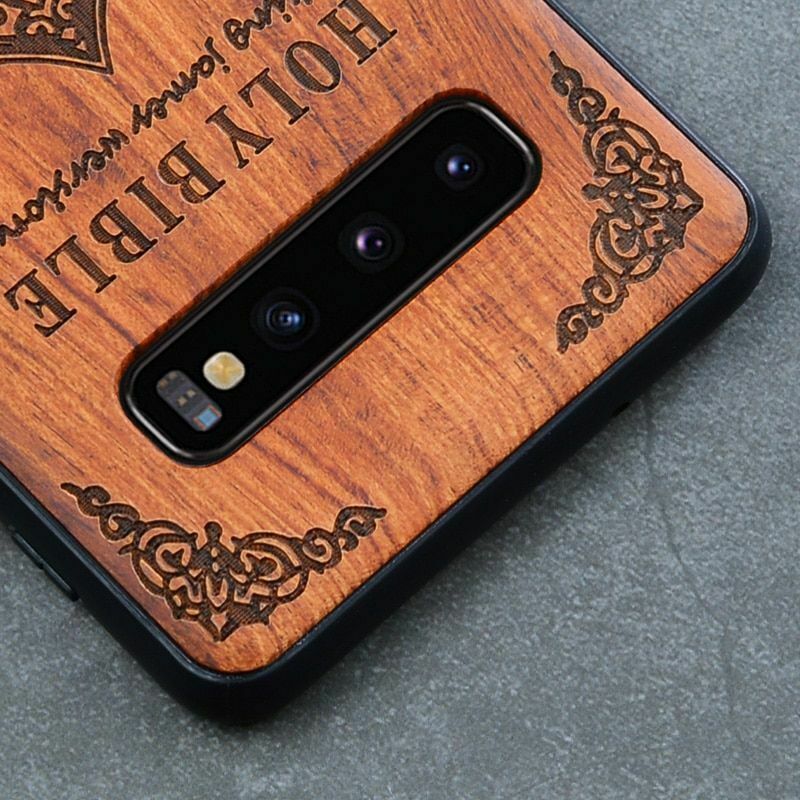 LYBALL Wood Case for Samsung S10 Phone Protective Back Cover Natural Wood Carved TPU Bumper Case for Samsung Galaxy S10 Plus