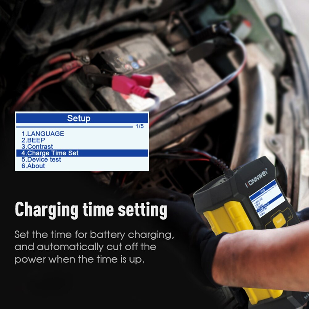 KONNWEI-cargador y probador de batería de coche KW510, 12V, 6A, totalmente automático, reparación de pulso de potencia, pantalla LCD Digital