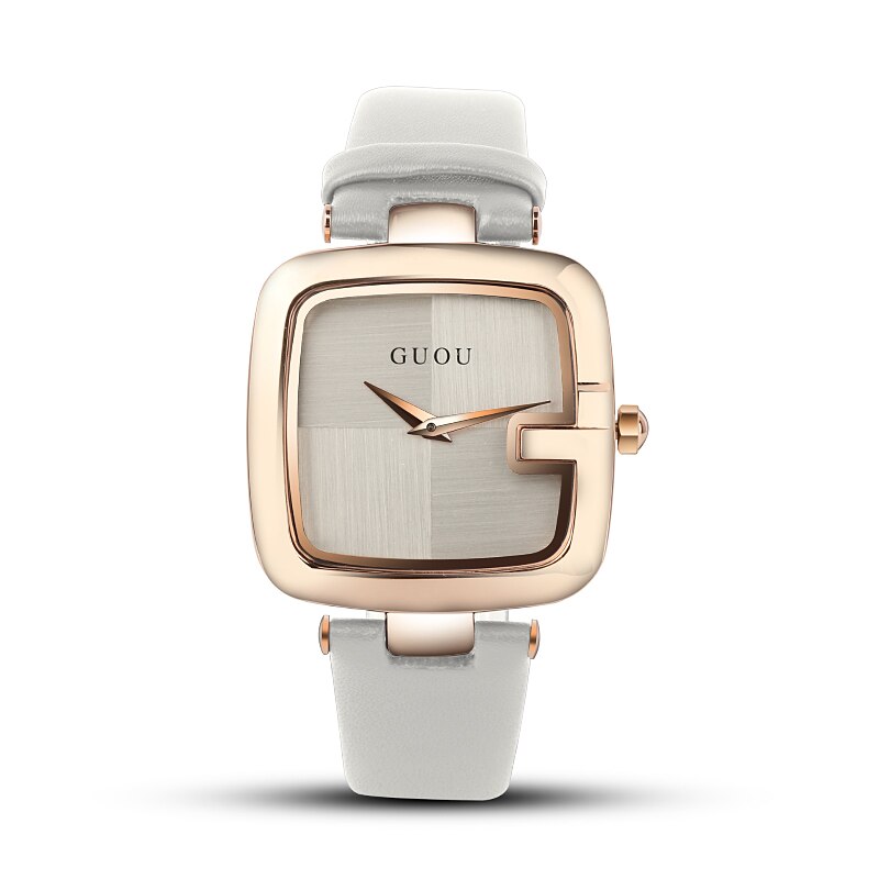 Guou Vrouwen Horloges Dames Horloges Voor Vrouwen Armband Horloge Vrouwen Luxe Montre Femme Vierkante Klok Saat: WHITE