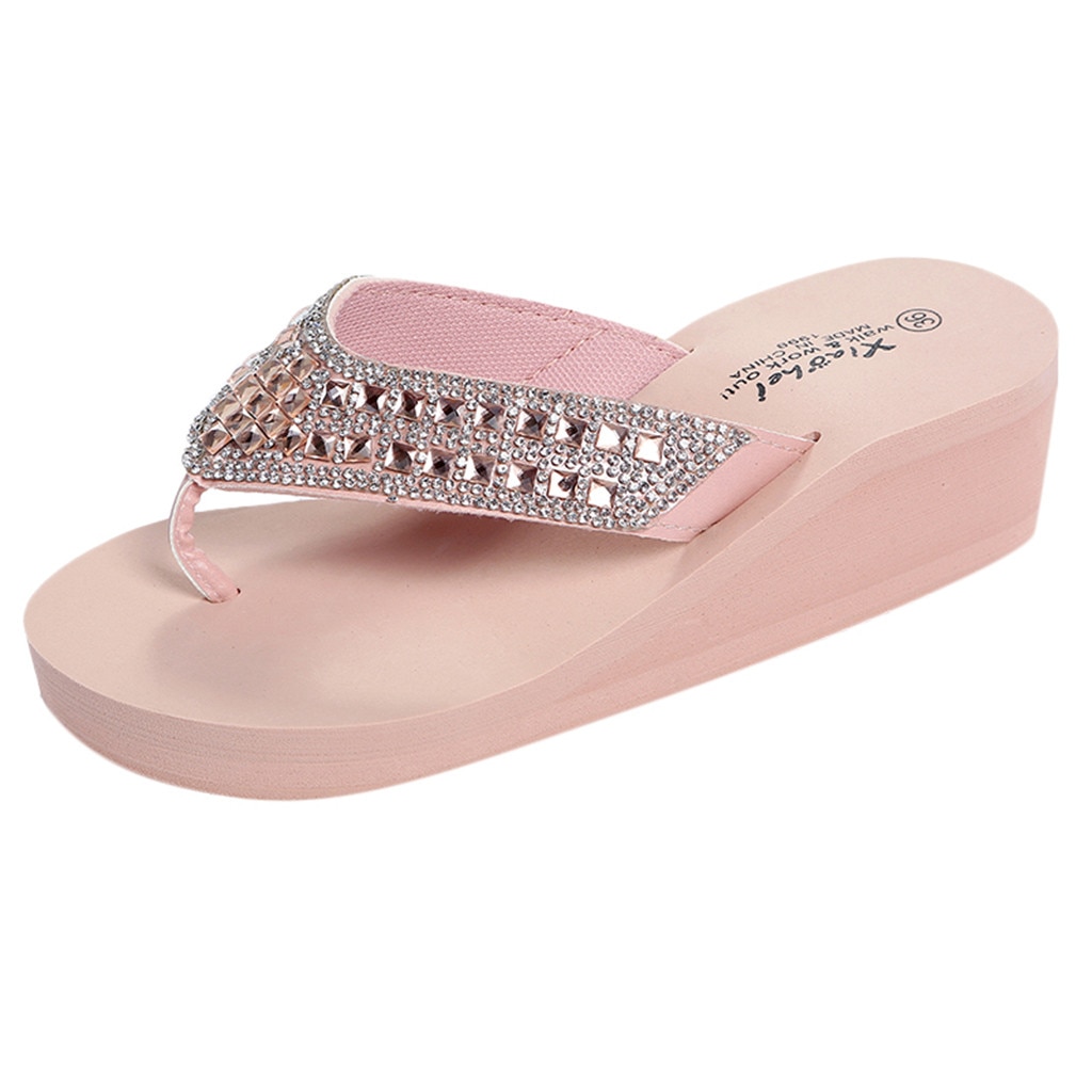 38 Schoenen Vrouw Voor Zomer Slippers Mode Strass Wiggen Slippers Vrouwen Casual Strand Schoenen Chanclas De mujer Playa