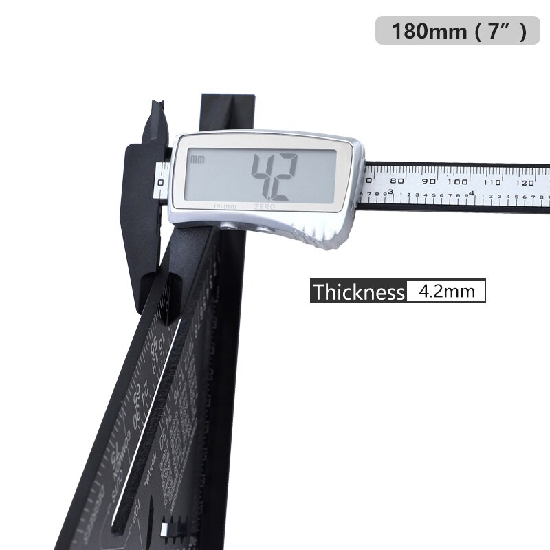 90 Graden Metrische Speed Vierkante Aluminium 7/12 Inch Driehoek Liniaal Meten Hoek Gradenboog Kraspen Voor Hout Markering Gereedschap