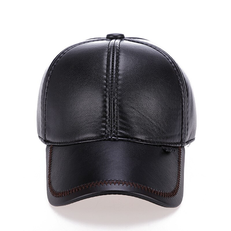 herren draussen dicke warme Baseball kappe pu leder lässig Sport Hütte capsmiddle-ändern und ältere ohr schutz warme hüte