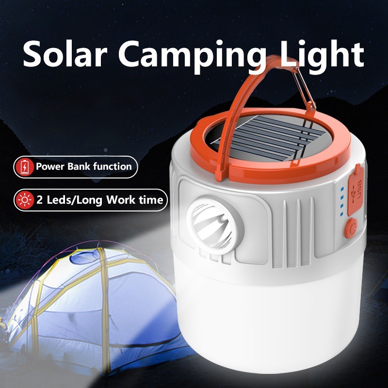 Solcelledrevet campingpære, solcelledrevet led-lys, usb-genopladelig, 5 lystilstande, telthængende pære til udendørs vandreture, nødstrømsafbrydelse