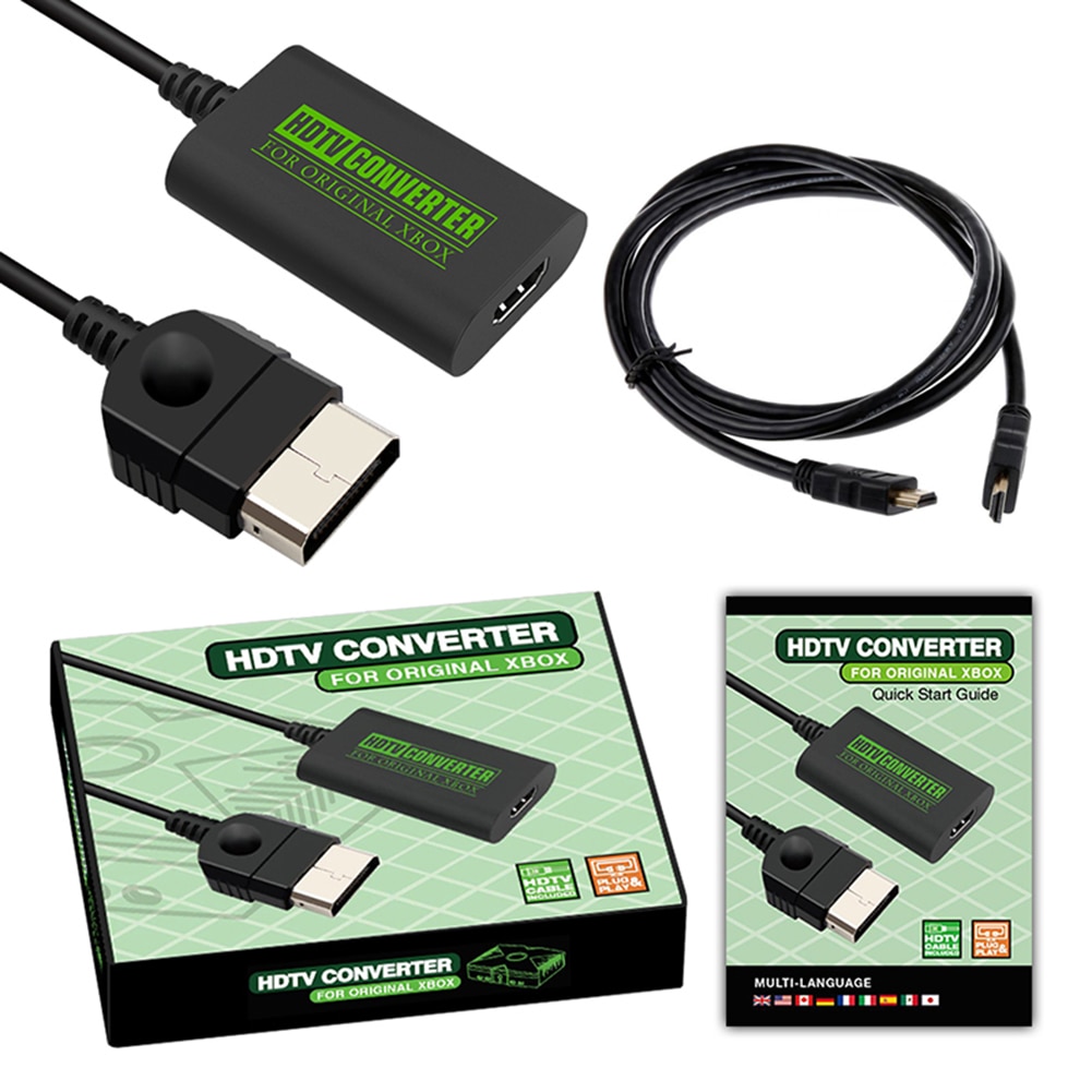 Original Console For Xbox To HDMI-compatible Converter Digital Video Audio Adapter for XBOX 480P 720P 1080i for HDTV Monitor: Converter and Cable