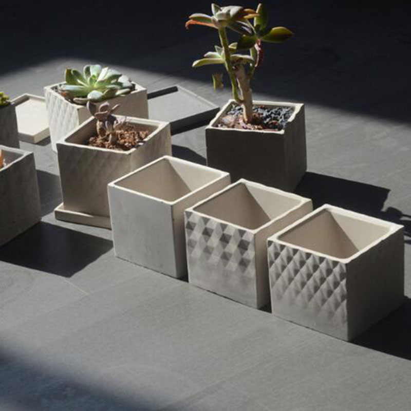 Fyrkantig cement blomkruka silikonform nordisk förenklad industriell vind geometriskt mönster betong blomkruka form