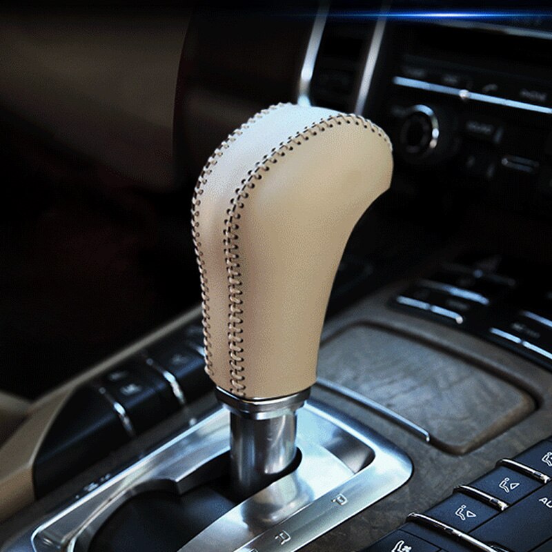 Automobile Leather Gear Headgear Handle Head Protective Cover For Porsche Cayenne Car