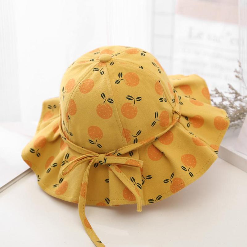 Lindo verano bebé niña sombrero de cubo impresión al aire libre Sombrero con lazo chica chicos, niños, bebés playa Sombrero de Panamá Intant sol V3O8