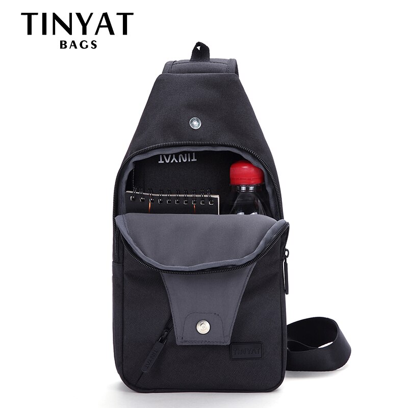 Tinyat Sling Bag Voor 7.9 Pad Zwart Casual Functionele Mannen Borst Zak Dubbele Hoofdtelefoon Jack Mannen Schoudertassen Crossbody tas