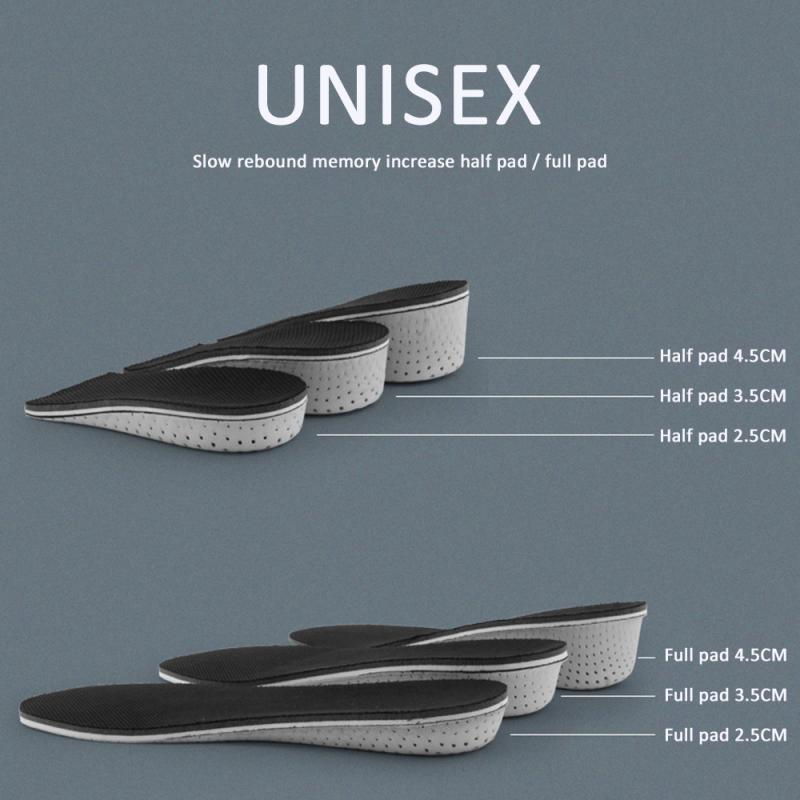 1 Pair Unisex Comfortable Height Increase Invisible Insole Taller Insert Memory Foam Insoles Shoes Feet Shoes Up Pad Cushion