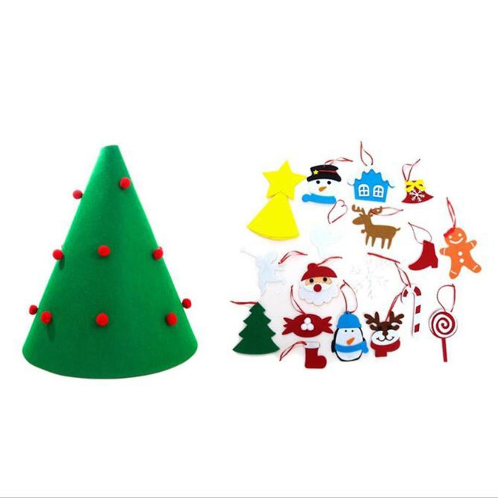 Filt juletræ til børn - diy juletræ med 26 stk ornamenter - væghængende juledekorationer: 2