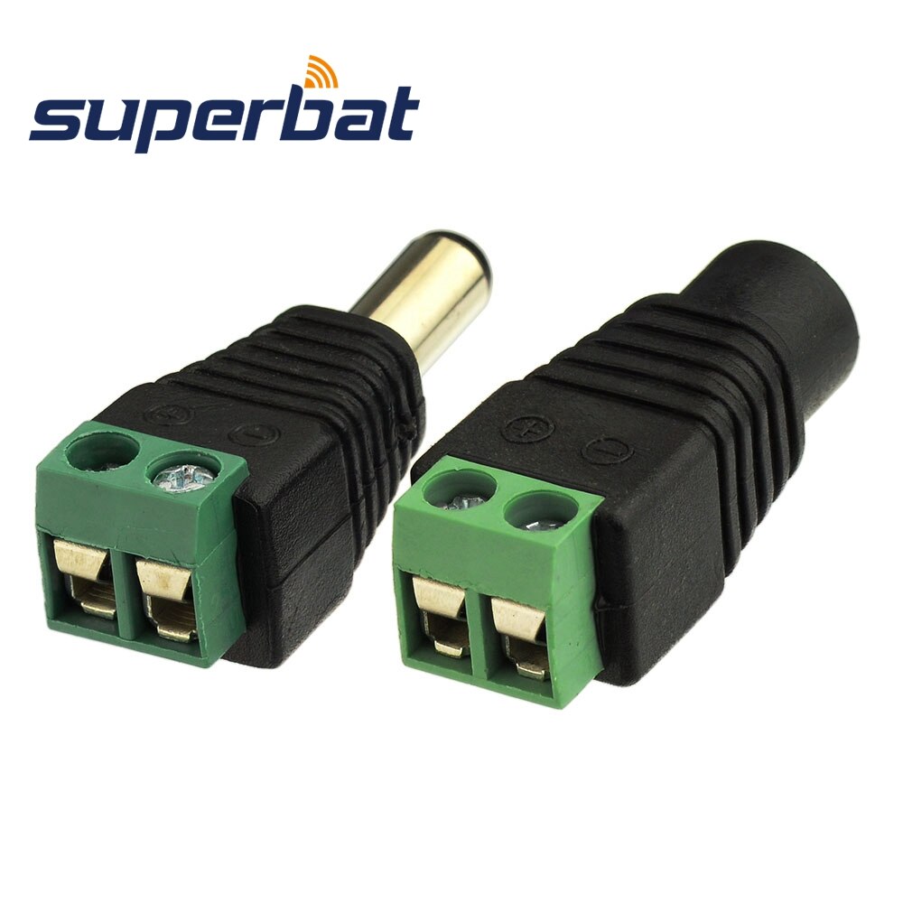 Superbat 10pcs 12V Male+Female 2.1x5.5MM DC Power Jack Plug Adapter Connector for CCTV Camera
