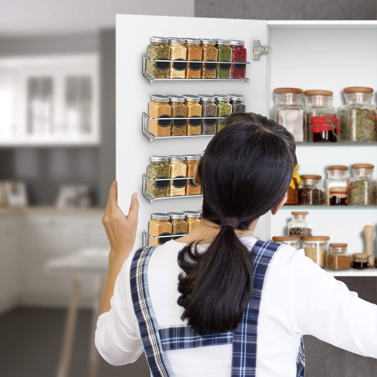 Behogar 2PCS Wall-Mount Shelf Organizer Single Layer Seasoning Hanging Spice Storage Rack for Home Restaurant Kitchen Bathroom