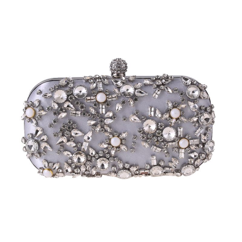 Vrouwen Clutch Bag Strass Wedding Clutch Purse Luxe Vrouwen Party Purse En Handtassen Portefeuilles Elegante Schoudertas ZD1279: Silver