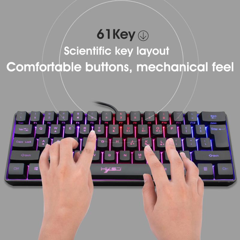 GK-10 61/87 Key Mechanical Keyboard USB Wired LED Backlit Axis Gaming Mechanical Keyboard For Desktop Computer Laptop