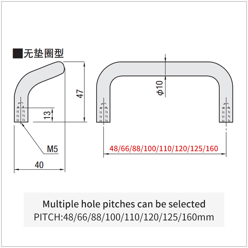 Industrial handle Aluminum alloy arc double bending angle bending door handle drawer cabinet door lock handle