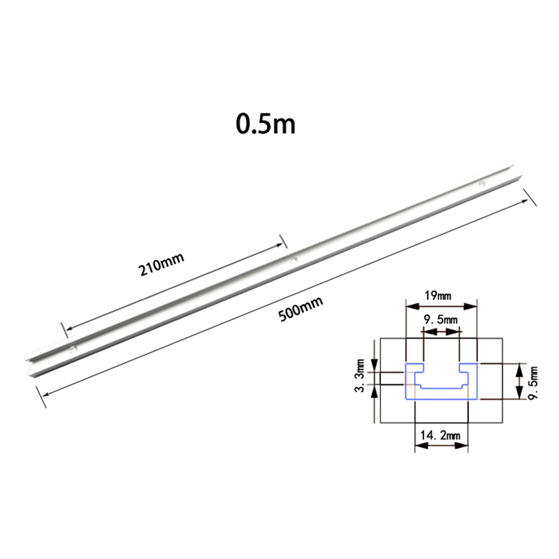 Træbearbejdning t-slot geringsspor/slids 300/400/500mm/600mm/800mm aluminium t-skinne til fræserbord: 500mm
