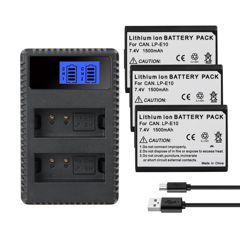 Cargador de batería JHTC LP E10 para cámara Digital Canon LP E10 batería para EOS Rebel T3 T5 T6 T7 Kiss X50 X70 EOS 1100D 1200D 1300D: Otros
