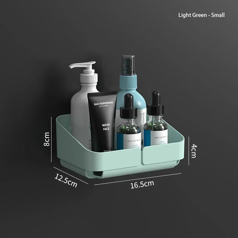 Self Adhesive Bathroom Shelves Wall Mounted Storage Rack Box Toilet Washstand Punch Free Shampoo Holder Bathroom Accessories: MULTI