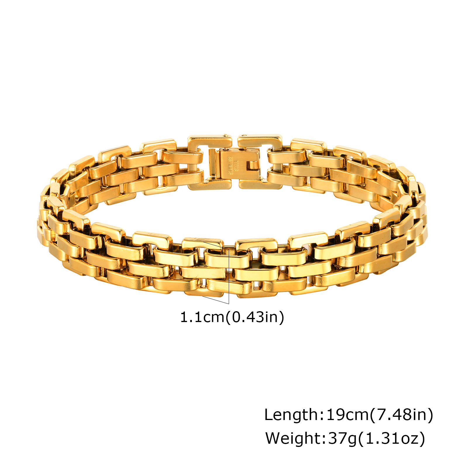 Gents Bracelet for Men, Two Tone Stainless Steel Bracelet, Men Jewelry: 21cm / Antique Silver Plated