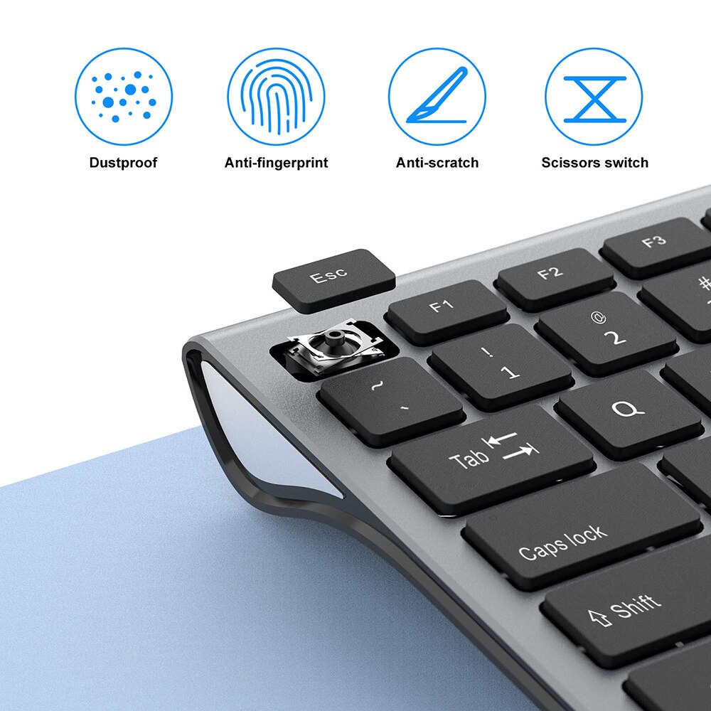 Jelly Comb Rechargeable Wireless Keyboard Ergonomic Ultra-slim 2.4G Full-Size Quiet Keyboard for Windows Computer Laptop