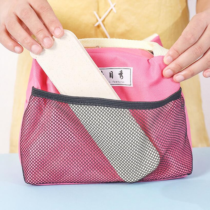Solid Reusable Lunch Box Tote Bag Food Thermal Insulated Lunch Bags Grocery Pouch For Women Men Kids Work School Picnic Camping