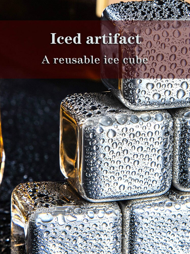 Cubos de hielo de acero inoxidable, piedras enfriadoras reutilizables para vino whisky, mantienen su bebida fría durante más tiempo, paso de prueba SGS