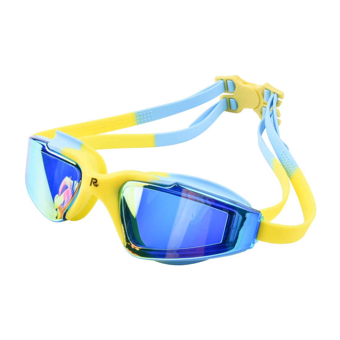 Zwembril Anti-Fog Uv Professionele Siliconen Zwemmen Bril Voor Mannen Vrouwen Volwassenen Kinderen Duiken Waterdichte Sport Eyewear: Sky Blue with Yellow