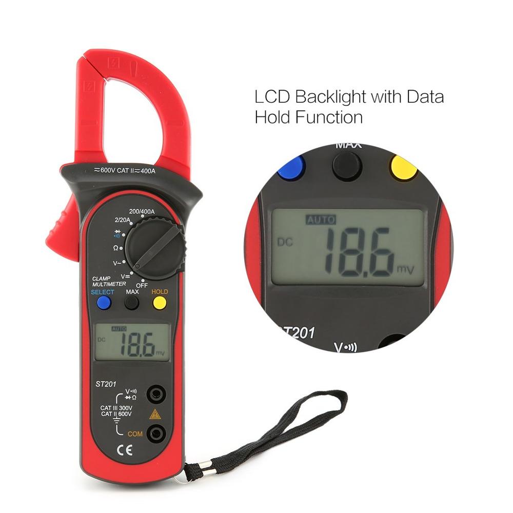 ST201,2000 Counts,Digital Clamp Meter,Digital Ammeter,AC/DC Voltage Tester,Resistor,Diode Continuity Test,Multimeter