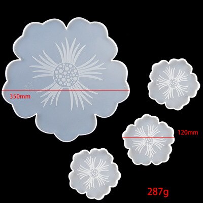 Sakura Tea Tray Coaster Silicone Mold For DIY Epoxy Uv Resin Moulds Tray Jewelry Making Tools: 4 PCS