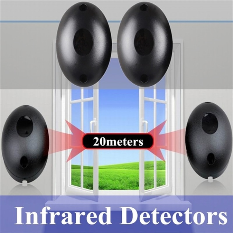 2 stk/partij 20 m Actieve Optische Single Infrarood Beam Infrarood Sensor Barrière Detector voor Poort Deur Window Alarmsysteem