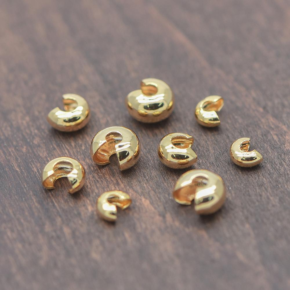 20pcs Gold Crimp Beads Covers, 18K Gold plated Brass, Conceal Crimp Ends 4/ 5/ 6mm (GB-637)