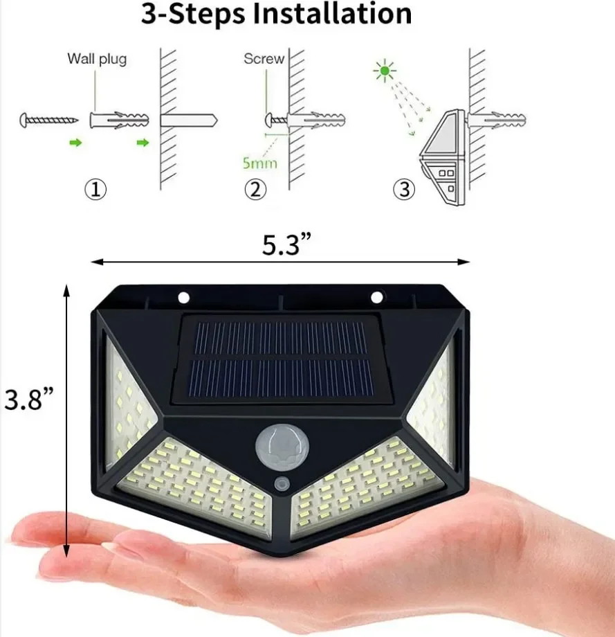 1/2/4PCS Zonne-verlichting Outdoor Wandlamp PIR Bewegingssensor 100LED Zonne-energie Zonlicht straat Licht voor Tuin Binnenplaats