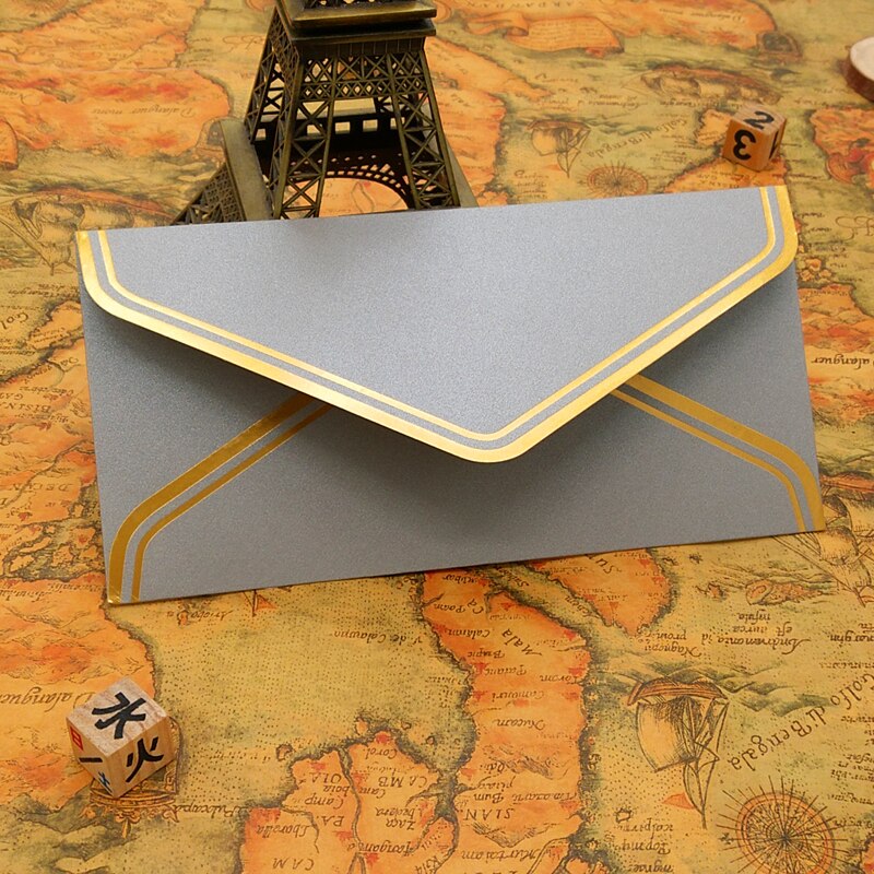10 pcs/lot Vintage Gold Blank Kraft Paper Envelopes Wedding Party Invitation Envelope Greeting Cards Envelope 17.5*12.5cm: 22X11cm gray