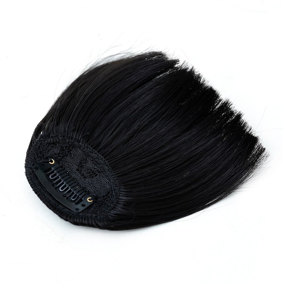 Difei stump pannelugg klips hårpynt svart brun syntetisk pannelugg hair extensions ansikt pannelugg hår for kvinner
