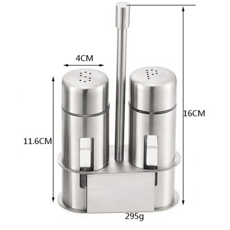 Rustfritt stål salt pepper shaker sett soyasaus eddik krydderflaske med stå krydderboks matlaging kjøkken krydderflaske: B