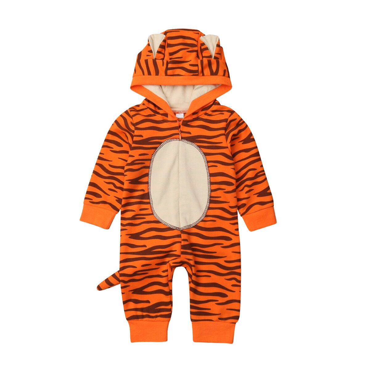 Arrivels Infant Baby Boys Girls Tiger Hooded Romper Jumpsuit Autumn Spring Clothes Outfits