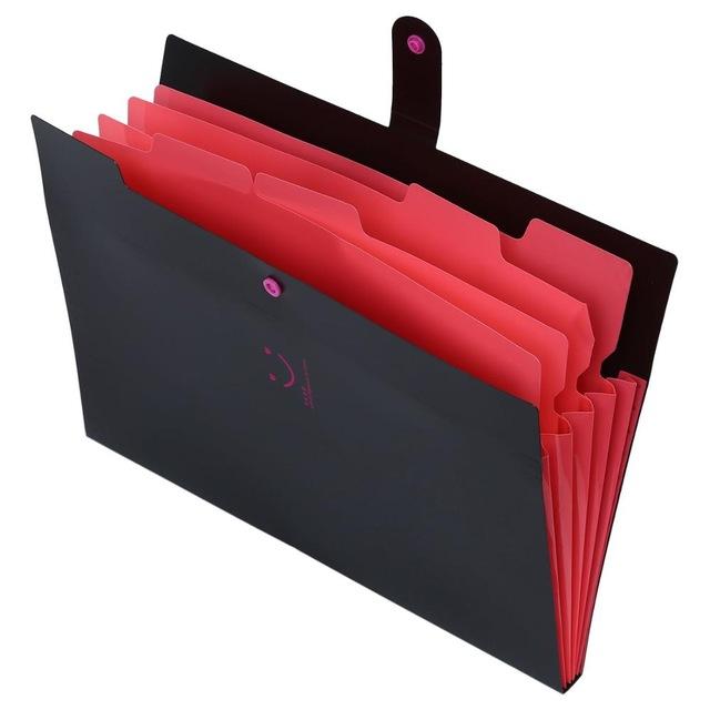 Stockage de papiers extensible taille 5 lettres pour école créative mignon accordéon A4 sac de dossier en plastique poche: Black