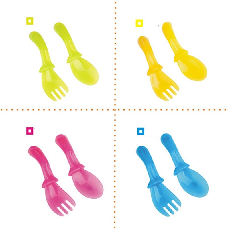 4 par / set pp babysked servis baby lärande skedar baby matsked gaffel set: Som bild