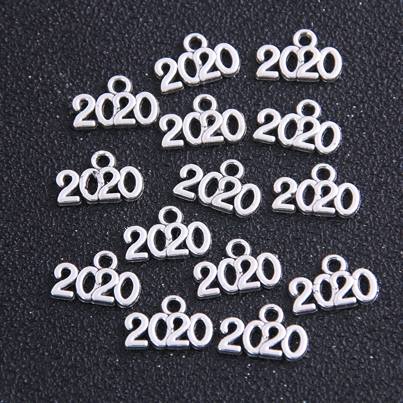 40 Uds. Colgantes de letras 2022, 10x14mm, colgantes de Color dorado, fabricación de joyas antiguas, artesanal hecho a mano