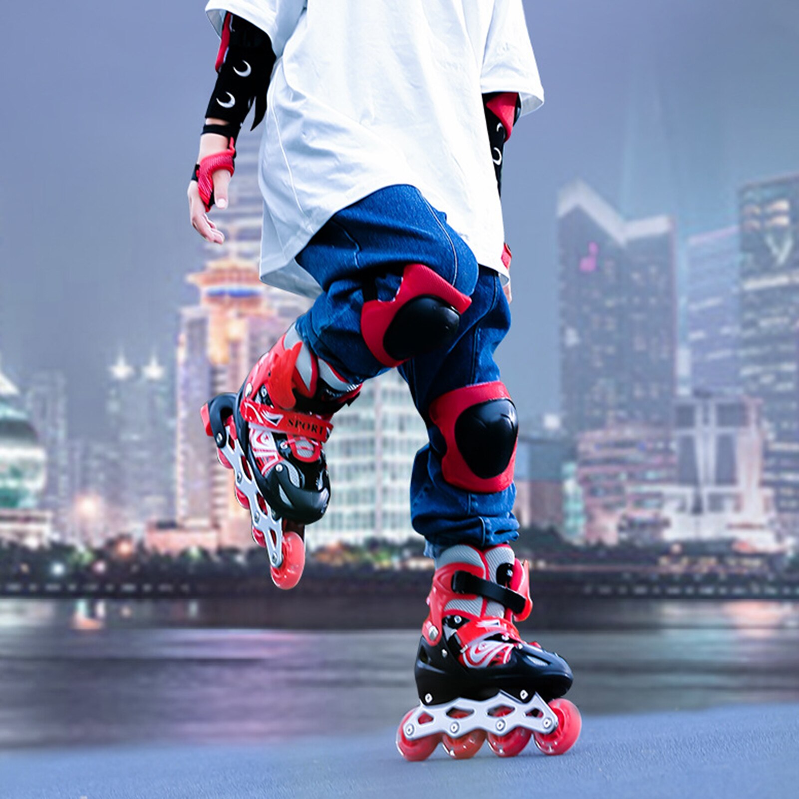 children's roller skates PVC single-wheel flashing roller skates inline rollers size adjustable