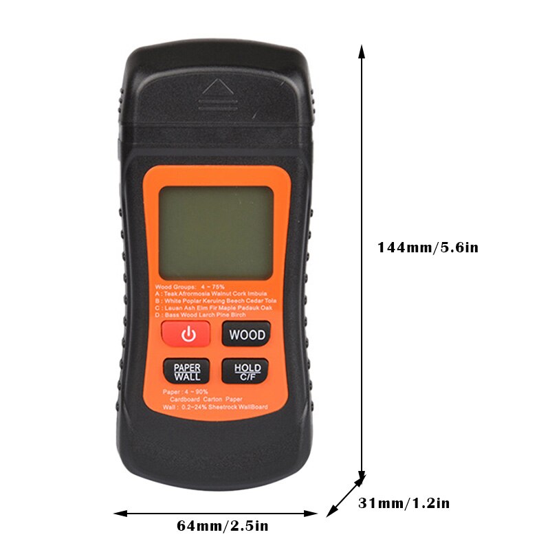 Two Pins Digital Wood Moisture Meter Paper Humidity Tester Wall Hygrometer Timber Damp Detector can CSV