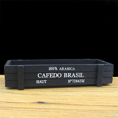 Maceta decorativa Vintage para plantas de jardín, cajas de madera suculentas, mesa rectangular, dispositivo de jardinería, color rosa y negro, novedad: Negro