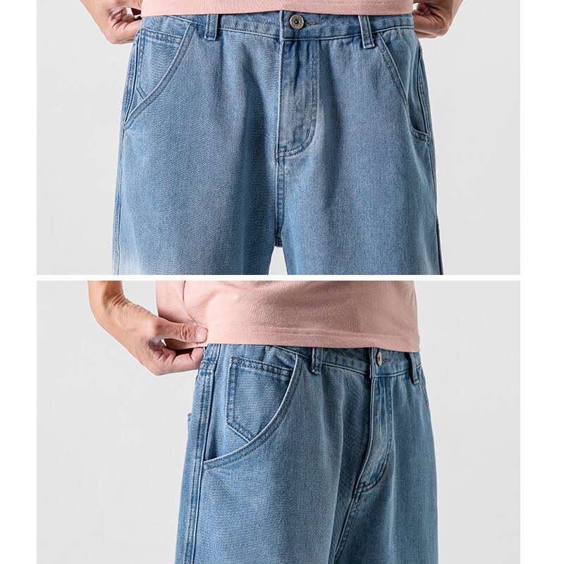 Sommer mænd denim shorts mænd gradient korte jeans mænd straight casual jeans shorts plus størrelse 5xl